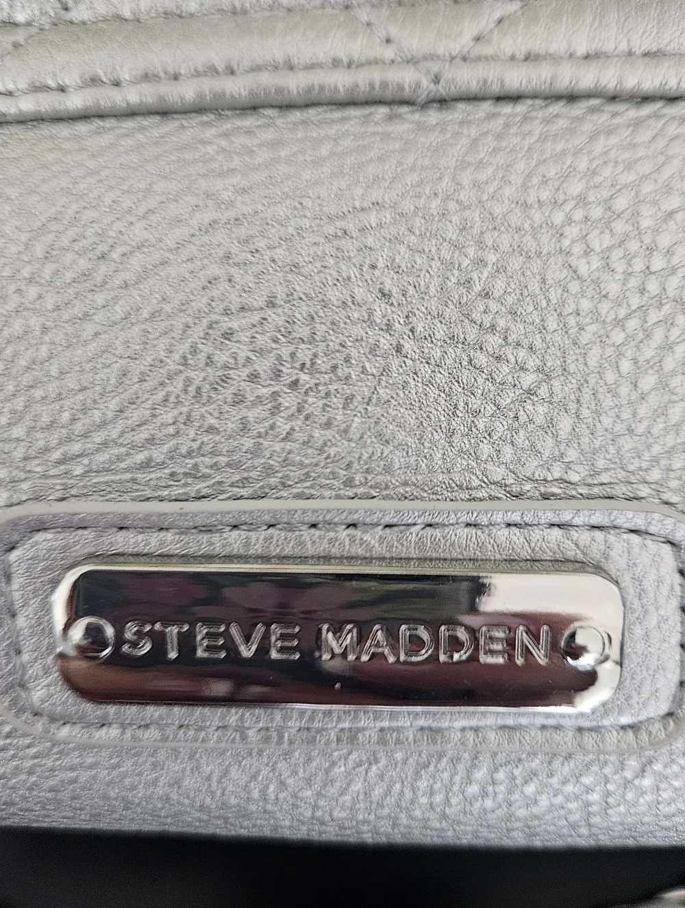 Steve Madden Quilted Metallic Silver Chain Shoulder Bag - Picture 7 of 16